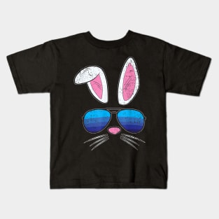 Easter Bunny Sunglasses Cute Rabbit Face Spring Kids T-Shirt